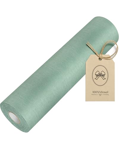 100%Mosel Chemin de Table en Non-tissé, en Vert Eucalyptus (30 cm x 25 m), Nappe décorative pour Anniversaires Mariages et pour des Occasions spéciales
