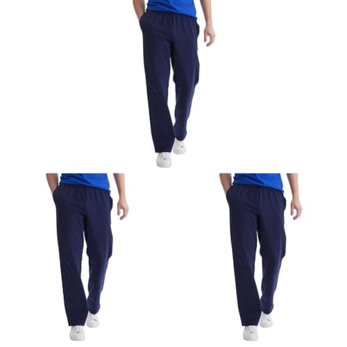 Image of Hanes Essentials Sweatpants, Men's Cotton Jersey Pants with Pockets, 33 inch, Navy, Large (Pack of 3)