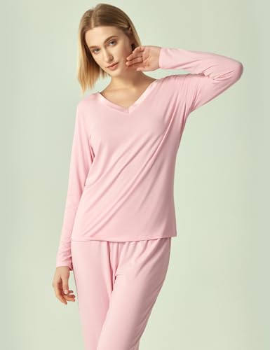 Image of GYS Women's Bamboo Viscose Long Sleeve Pajamas Set