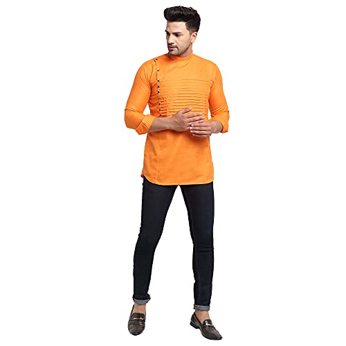 Image of SAIFOO Men's Rich Cotton Blind Short Kurta