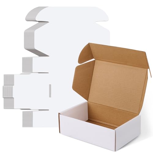 Shipping Boxes,15 PCS 9x6x2 Inch Tuck Top Mailer Boxes,White Small Corrugated Cardboard Boxes for Packing, Mailing, Moving,Gifts & Storage,Heavy-Duty(White)