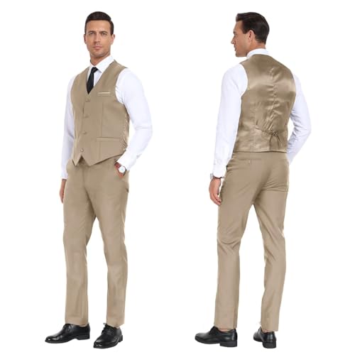 Mens 2 Piece Suit Slim Fit Formal Groomsmen Vest Pants Suits Set for Men Wedding Prom Business4