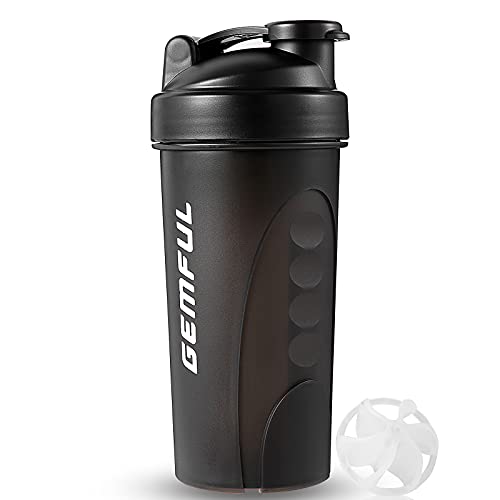 GEMFUL Shaker Bottle for Protein Mixes BPA-Free Leak Proof Water Blender Cup 700ml Gym
