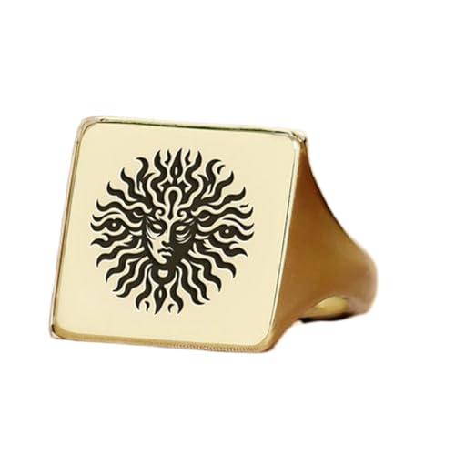 Bague Méduse carrée en argent 925 plaqué or, chevalière homme style vintage fait main