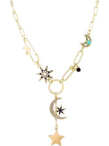 Sacina Gothic Boho Moon and Star Necklace, Star Jewelry, Charm Boho Necklace, Christmas Jewelry Gift For Women