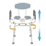 FAHKNS Senior Bathing Chair Swivel Shower Chair with Arms and Back, 400 lbs Heavy Duty U-Shape Seat for Inside Tub, Height Adjustable Safety Bath Seat for Elderly and Disabled