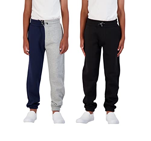 Tony Hawk Boys 2-Pack Fleece Jogger Sweatpants With Zipper Pockets Pull On Pants For Kids (Black-Navy Split, 8) #TOP1
