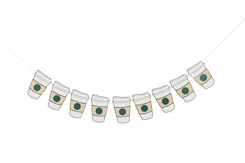 Coffee Birthday Party Banner/Cafe Party Supplies,Coffee Bar Banner - Cups Garland
