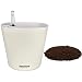Aquaphoric Self Watering Planter (7") + Fiber Soil = Foolproof Indoor Garden. Decorative Planter Pot for House Plants, Flowers, Herbs, Violets, Succulents. Easy Looks Great. (Ivory Matte/Ivory Insert)