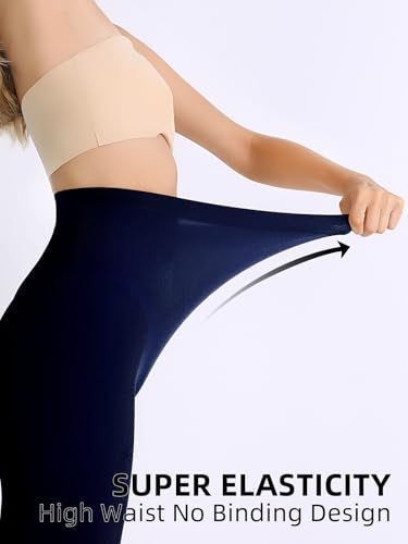 Image of Women's 80 Denier Semi Opaque Tights High Waist Soft Solid Color Footed Pantyhose