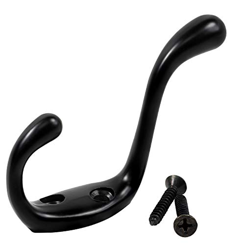 Rok Hardware Heavy Duty Dual Coat Hook, 3-1/2", Black, 10 Pack Rokch101Blk #TOP30
