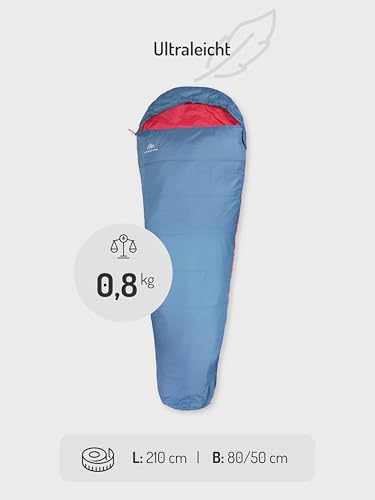Sommerschlafsack Nordkamm Blue mit Reißverschluss links