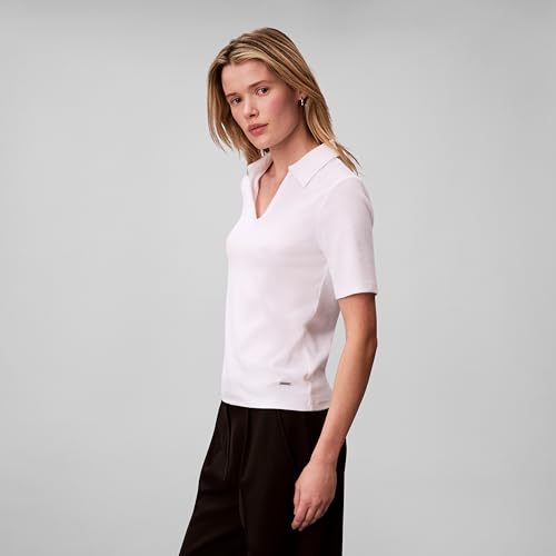 Calvin Klein Women's Johnny Collar Half Sleeve Top Bright White - image 5
