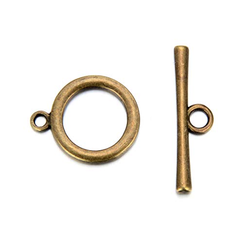 20 Sets Smooth Round Ring Toggle Clasp 20.8Mm (0.82 Inch) T-Bar Closures Antique Bronze Tone For For Necklace Bracelet Anklet Jewelry Craft Making Mc-Af54 #TOP14