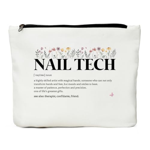 Inspirational Nail Tech Definition Cosmetic Bag, Nail Tech Gifts Makeup Bag, Nail Tech Must Haves, Nail Tech Supplies, Birthday Appreciation Gifts for Women Female Nail Technician Nail Artist