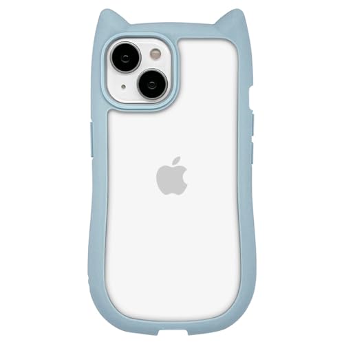 iphone15用 猫耳 ネコみみ 猫 フレーム 韓国 くすみカラー 可愛いシルエット 肉球形サイドボタン ネコ好き PC クリア 手にフィット 透明 波型 可愛い シンプルおしゃれ TPU かわいい スマホケース SE 人気 アクキー アクスタ 滑り止め 薄型 軽量 耐衝撃 レンズ保護 犬 いぬ 猫 ねこ (ブル, iphone15)