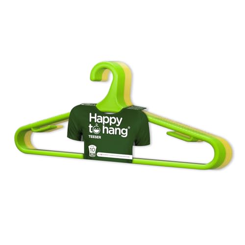 Image of Happy To Hang Teeser 10 Piece Polypropylene Hanger, Yellow and Green