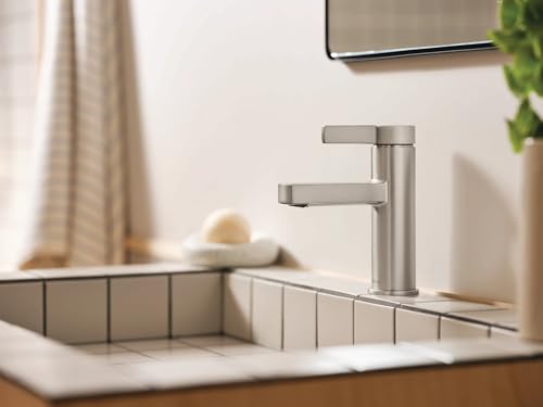 Moen Beric Spot Resist Nickel Modern One-Handle Single Hole Bathroom Faucet with Drain Assembly and Optional Deckplate for Your Bath Sink, 84774SRN - Image 6