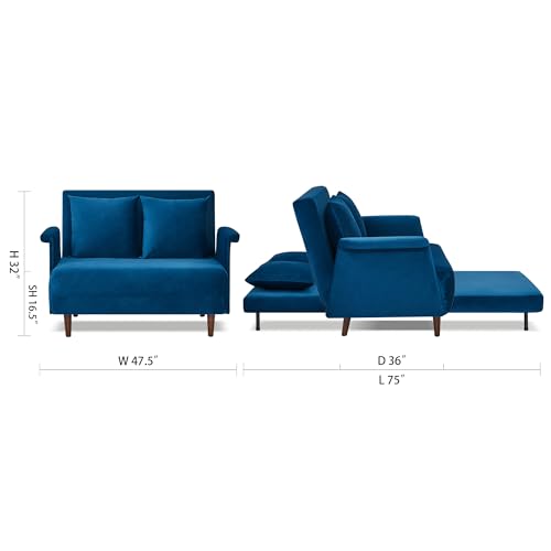 Sillón convertible peluche azul velvet miniatura 3