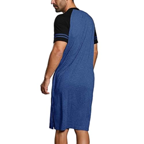 Mens Nightshirt Loose Fit Short Sleeve Casual Two Button Nightgown Summer Lightweight Sleeping Big and Tall Lounge Tees3