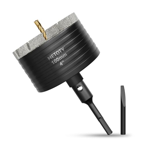 Diamond Core Drill Bit 4(100mm) with SDS Plus Adapter Heavy Duty Concrete Core Bit for Dry or Wet Drilling Compatible with Hollow & Solid Brick Masonry Stone Granite and Block
