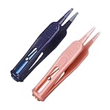 LABRIMP 2 Stück Nasenpinzette mit LED Licht Weiche Gummispitzen Roségold Blau Batteriebetriebene Sichere Reinigung für Junge Mädchen Nasenhöhle Beruhigend und Kratzfrei Einfache