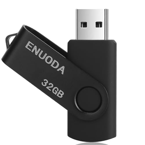 ENUODA Memorias USB 32GB Pendrive USB 2.0 Flash Drive para PC, Portátil, Audio de Coche y Televisión (Negro)