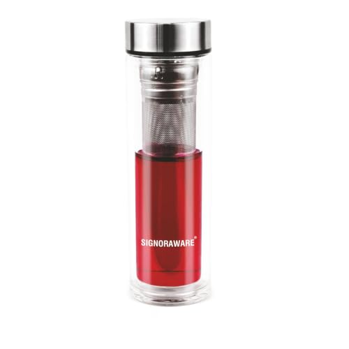 Image of Signoraware Duo Double Wall Borosilicate Glass Bottle,(350ml, Clear), Keeps Drinks Hot & Cold, Airtight & Leakproof, Perfect for Home, Gym & Office Use, Stylish Water Bottle for Daily Use