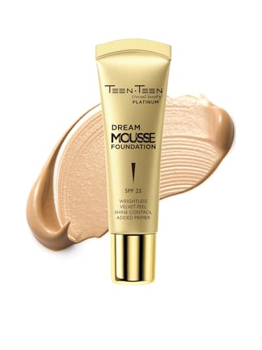 Image of TEEN TEEN Dream Mousse Foundation | Lightweight Velvet Finish with SPF 25 | Shine Control, Added Primer, Smooth Blendable Texture, Natural-Beige, 30ml