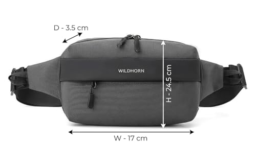 Image of Wildhorn Crossbody Sling Bag for Men | Compact Waist & Chest Bag | Water-Resistant Travel Fanny Pack with Adjustable Strap for Daily Use, Hiking & Outdoor Activities (Grey)
