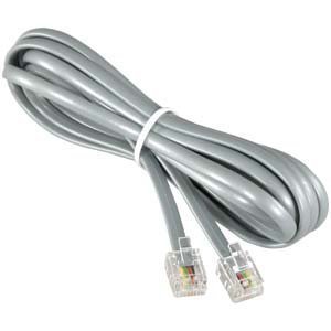 InstallerParts (10 Pack RJ11 Modular Telephone Cord Extension- Straight Wiring, Silver (7FT)