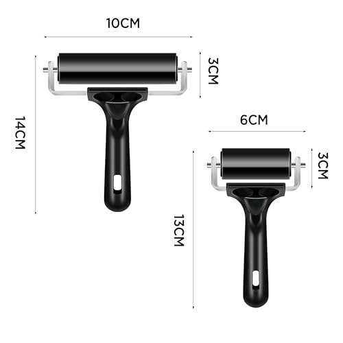 YSDMY Rubber Roller 2 Pcs Rubber Brayer Roller 10cm + 6cm for lino Printing Block Printing, Color Block, Stamping, Crafts - Image 2