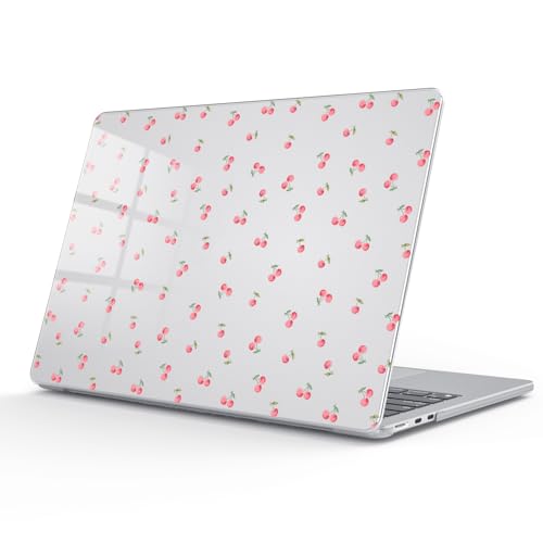 Coque MacBook Air 13,6 M4 M3 M2 rigide transparente motif cerises