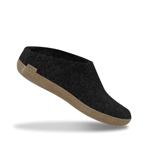 Image of Glerups 100% quality wool mix Shoe Slipper with rubber sole - Unisex - Forest