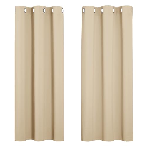 PONY DANCE Short Eyelet Kitchen Curtains Thermal Insulated Noise Reduce Privacy Curtains for Bedroom Home Decor, W 34" x L 45", 2 Panels, Biscotti Beige - Cosy Home Interiors PONY DANCE Short Eyelet Kitchen Curtains Thermal Insulated Noise Reduce Privacy Curtains for Bedroom Home Decor, W 34" x L 45", 2 Panels, Biscotti Beige - Image 7