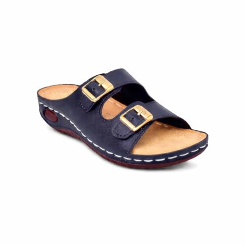 Image of ORTHO JOY Orthopedic Comfort Sandals for Women | Adjustable Buckle Slides with Arch Support | Cushioned Shock Absorbing Sole
