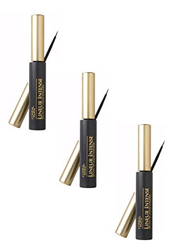 L'Oreal Paris Lineur Intense Brush Tip Liquid Eyeliner, Carbon Black [790] 0.24 oz (Pack of 3)