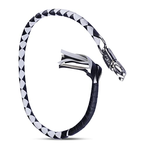 HADZAM Chicote de couro genuíno para motocicleta, 106,6 cm para guidão com franjas e fecho de libera