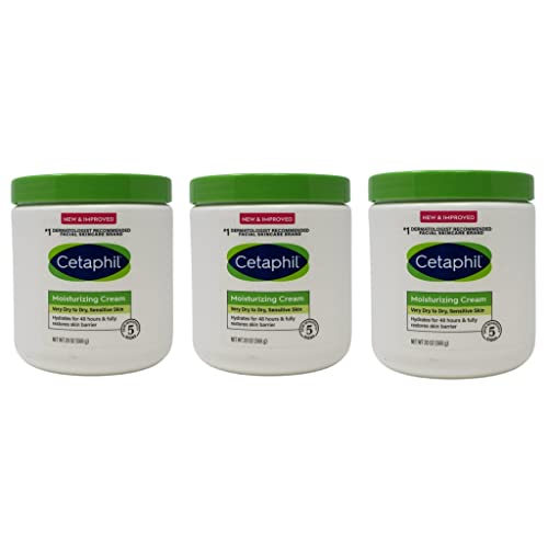 Cetaphil Moisturizing Cream Very Dry to Dry Sensitive Skin - Pack of 3 Jars - 20 oz Per Jar - 60 oz Total - Hydrates for 48 Hours and Fully Restores Skin Barrier