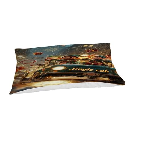 Housse de couette Noël 135x200 parure de lit single couvre-lit microfibre avec taies d'oreiller