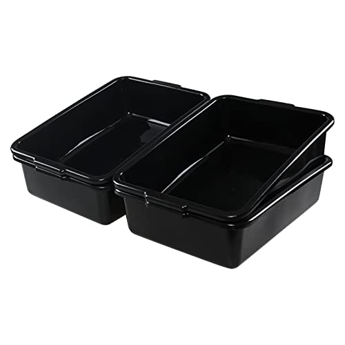 Cinkyou 13L 4-Pack Commercial Bus Tub, Plastic Bus Box, Black #TOP6