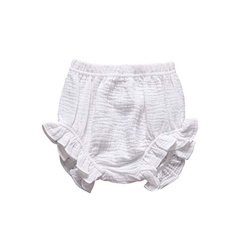AYIYO Toddler Baby Girls Kids Cotton Linen Ruffle Bloomer Shorts Diaper Cover (2~3 Years old/2T, White)