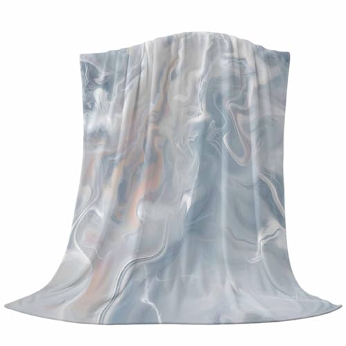 Gray Marble Throw Flannel Blanket 32x48In, Fluid Art Abstract Modern