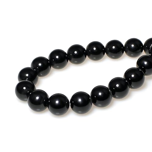 MJDCB Natural Round Stone Beads 12mm Black Agate Loose Gemstone Beads for Jewelry Making Bracelet Necklace 30pcs - Image 2