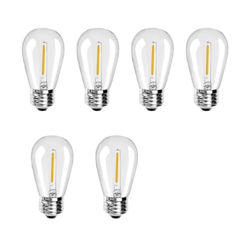 JrEam 6PCS LED 1W 2W E27 3V 220V 110V Lampadina S14 a filamento Bianco Caldo(1W 3V)