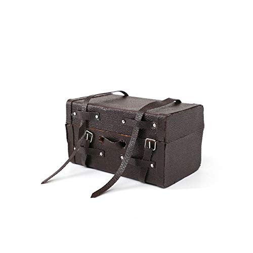 1:12 Puppenhaus Miniatur aus Leder aus Holz Trunk mit Riemen und Schnallen Minipuppen Zubehör Möbel Ausstattungen – Bild 6