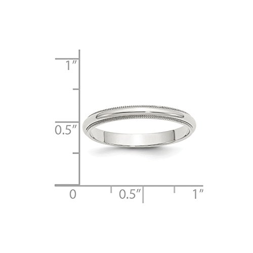 Solid 925 Sterling Silver 3mm Plain Classic Dome Milgrain Wedding Band Ring2