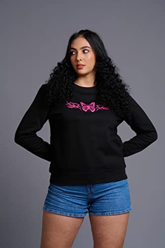 Image of Go Devil Stylish Trendy Regular Fit 100% Cotton Sweatshirt with Round /Crew Neck Full Sleeves, Casual Printed Winter Wear for Women /Girls