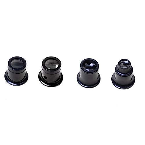 KONTONTY Jeweler's Magnifying Glass Set 4pcs 5X 10x 15x 20x Magnification Power for Fine Jewelry Coin Stamp Inspection