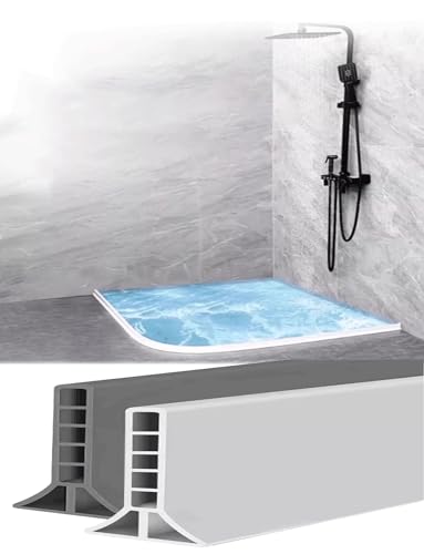 Barrera de suelo para habitación húmeda, barrera de agua para umbral de ducha, sello de mampara de ducha, 7 cm de altura, 180 cm de longitud para aplicaciones en habitaciones húmedas